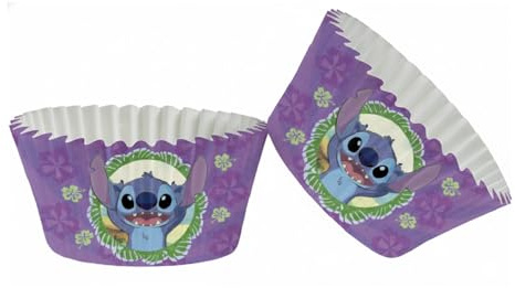 dekora - Muffinförmchen Papier Stitch Disney, 25 Papierförmchen für Muffins und Cupcakes, Muffin Backform für Ofen und Mikrowelle, leichtes Ablösen, 5 x 3 cm