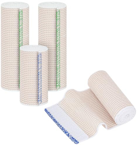 Fefod Medicinskt elastiskt band, kompressionstejp krok och slinga fastare | Tvättbart och återanvändbart elastiskt bandage, kompressionsband för knä, vrister och handleder (4 st)