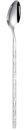 Cuchara de té helado martillada con cuchara larga de café de acero inoxidable para cócteles, elegante cucharilla para vajilla, preparación de bebidas (plata, 21 x 3 cm)