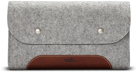 Pack & Smooch für MacBook iPad Pro | Zubehör und Kabeltasche | 100% Wollfilz und Pflanzlich Gegerbtes Leder | Handmade in Germany | Farbe in Grau/Hellbraun