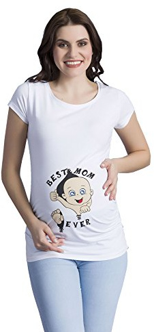 Best Mom Ever – rolig söt mammamode t-shirt med motiv graviditet, kortärmad