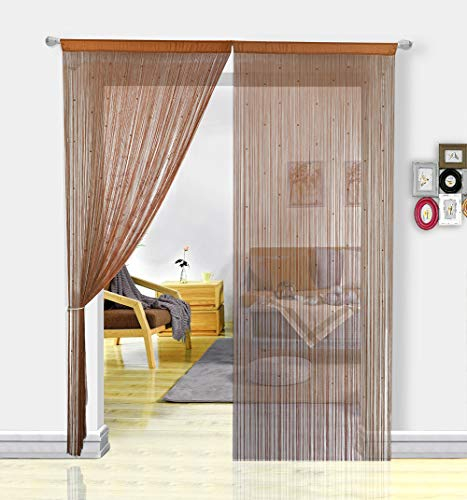 HSYLYM, tenda con frange in perline, da usare come divisore o come decorazione per la casa, Caffè, 90x245cm