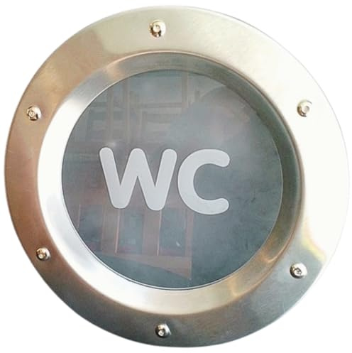 Bullauge Fenster für Tür Edelstahl 350mm Glas matt WC Muttern Flansch | Innentüren, maritime Atmosphäre, Flanschmuttern, verchromte Muttern, für Badezimmer, Türstärke 40 mm, portholes.bullaugen