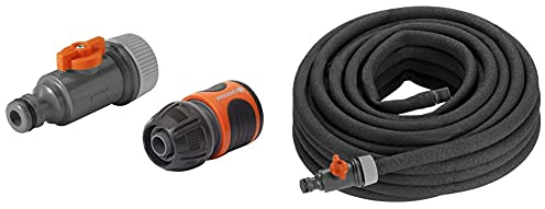 Tuyau d'Arrosage Micro-Poreux Gardena & Kit de Raccordement avec Vanne de Régulation