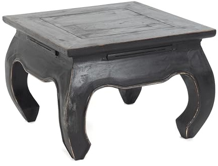 Vintage Design OPIUMTISCH MAHA 50 | 50x35cm(LxH), Mahagoni | Asiatischer Beistelltisch, Couchtisch, Beistelltisch aus Vollholz | Farbe: 09 Voodoo - schwarz
