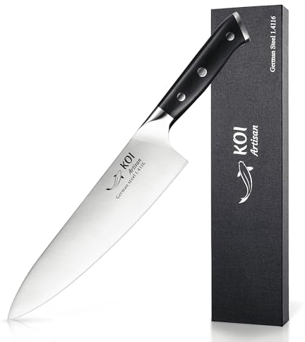 KOI ARTISAN Professional Chef Knifes - 8 Inch Razor Sharp Blade – Full Tang Best Kitchen Knives - German Knives High Carbon EN1. 4116 Stainless Steel–Chef Knife Stylish Pattern