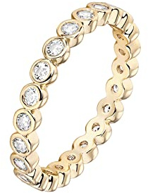 PAVOI 14K Yellow Gold Plated Rings Cubic Zirconia Love Ring - 2.8mm Stackable for Women - Yellow Gold Rings Size 9