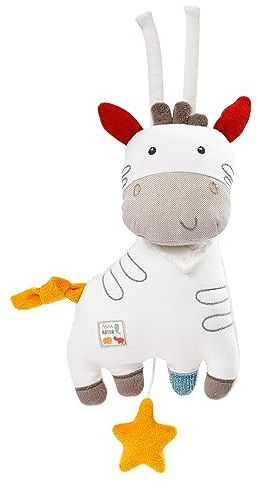 Fehn 056020 Spieluhr Zebra fehnNATUR – Kuschelige Babyspieluhr aus Bio-Baumwolle – Mit herausnehmbarem Spielwerk und Befestigung – Für Babys ab 0 Monaten – Größe: 2 cm