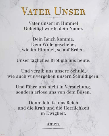empireposter Vater Unser - Weißer Marmor - Inspirations Mini Poster Plakat Druck - Größe 40x50 + 2 St Posterleisten Holz 40,5 cm