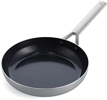 Blue Diamond Cookware Triple Steel Stainless Steel Ceramic Nonstick 24 cm Frying Pan Skillet, Tri-Ply, PFAS-Free, Multi Clad, Induction, Oven Safe, Silver