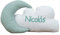 Cuscini infantili personalizzati a forma di luna e nuvola - Completo cuscini decorativo per bambini ricamati con il nome - Cuscini decorativi culla incisi con il nome - Bambula - Mint - Nenel