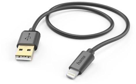 Hama Ladekabel USB A auf Lightning (iPhone Ladekabel, Lightning Kabel, iPhone 14 13 12 11 Pro Max Plus mini SE XS Max XR X 8 7, iPad Pro Air mini, iPod, MFI zertifiziert, vergoldet, 1,5m) schwarz