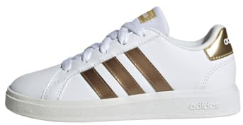 adidas Mixte Enfant Grand Court Sustainable Lace Shoes, Cloud White/Cloud White/Matte Gold, 34 EU