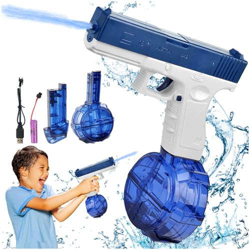 Elektrische Wasserpistole für Erwachsene und Kinder, 32Ft Reichweite automatische Wasserpistole EIN-Knopf stärkste Wasser Blaster große Kapazität Wasserpistolen Schwimmen Spielzeug für Sommer Strand