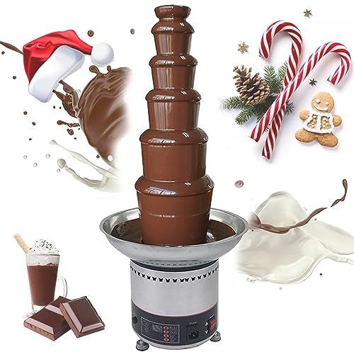 GIZMIT Electric Chocolate Fondue Fountain, Electric Melting Machine with Hot Melting Pot Base, Commercial Hot Chocolate Fondue for Fruits, Nuts, Treats, BBQ Sauce, Ranch, Cheese,6Tier