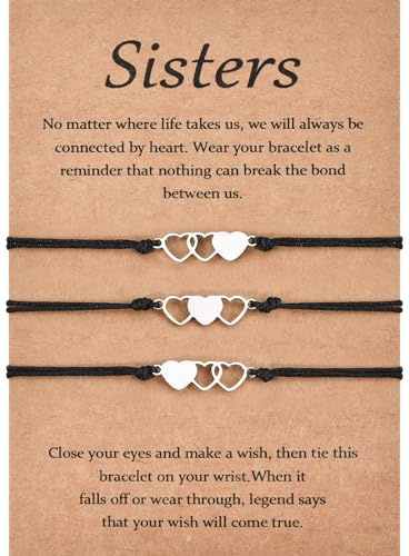 VU100 Geschenk für Freunde/Schwester/Mutter Tochter Freundschaftsarmband | Herzförmiges Edelstahl Armband Freundschafts Armband Muttertag Geburtstag Geschenk für Mutter Tochter Freund Schwester