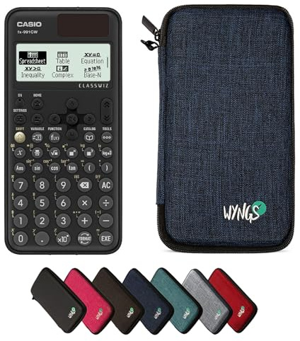Casio fx-991CW ClassWiz inkl. WYNGS Schutztasche Blau - Wissenschaftlicher Taschenrechner - Basic Set