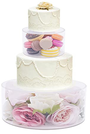 MooBeey 2 Stück Tortenständer Befüllbar aus Verdicktes Acryl, Multifunktional Klar Tortentrenner Rund Tortenplatte Set, Acryl-Kuchen-Display-Board Torten Zwischenbox für Hochzeit, Geburtstag, Party