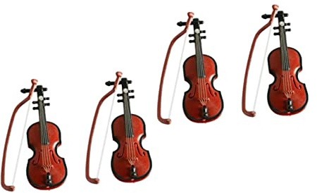 TOYANDONA 4 Stück Simulierte Geige Für Geiger Weihnachtsgeige Schmücken Ukulele-Foto-Requisite Sechseckfliesen Mini-Violine-Modell Baumschmuck Mini- Abs Spielzeug Miniatur