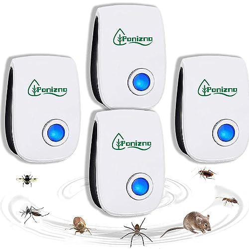 Repelente Ultrasónico de Plagas - 4 Pack Repelente Mosquitos Insectos para Interiores Anti Cucarachas, Moscas,Mosquitos,Ratones,Arañas 100% Inofensivo para Mascotas y Humanos