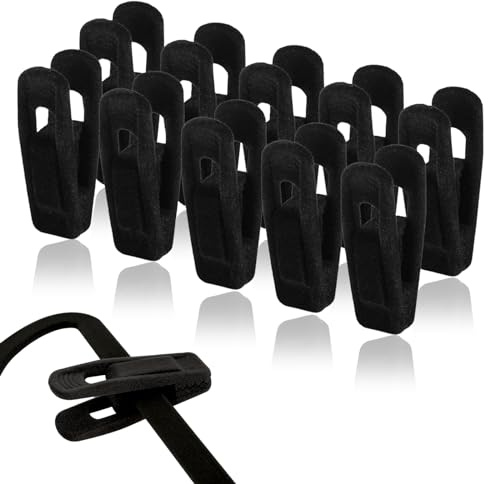 10 PCS Hangers, Non-Slip Removable Clothes Clips, Strong Finger Clips, Flocked Clothes Hangers for Towel, Coat, Pants, Skirt (Black)