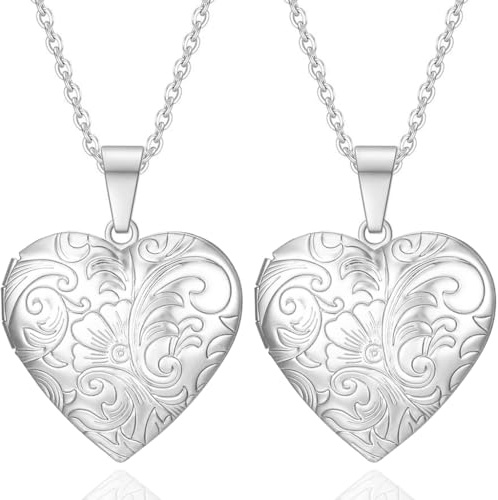 Kawailay 2 pezzi medaglione aperto collana con immagini foto ciondolo in acciaio inossidabile collana amuleto per donne, 3 x 4 cm, Acciaio inossidabile