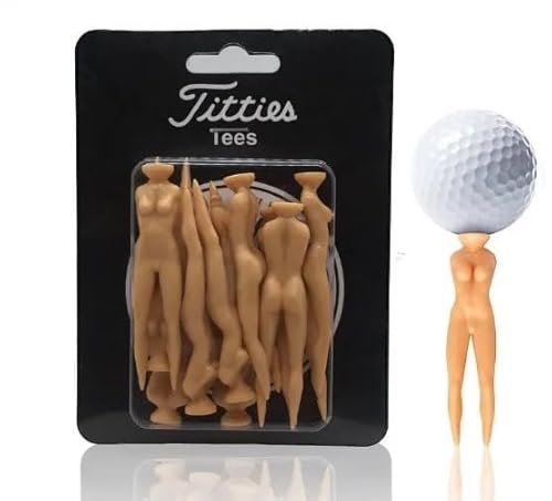 Pack 10 Tees de Golf Divertidos señorita Lady bibiki - Tees de 76 mm plastico Doble Entrada para Driver o Hierro - Regalo Divertido Accesorio Golf para Hombre o Mujer