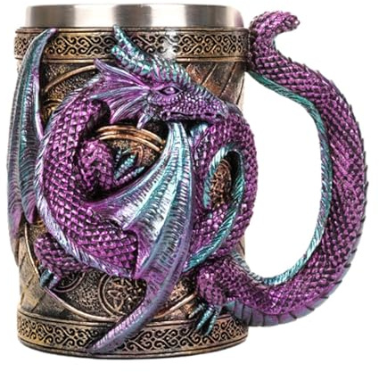 Dragon Mug - Chope à bière dragon médiévale, chope à bière dragon en acier inoxydable | Tasse de chope de bière gothique pour les amoureux des dragons, tasse à café pour la décoration de fête gothi