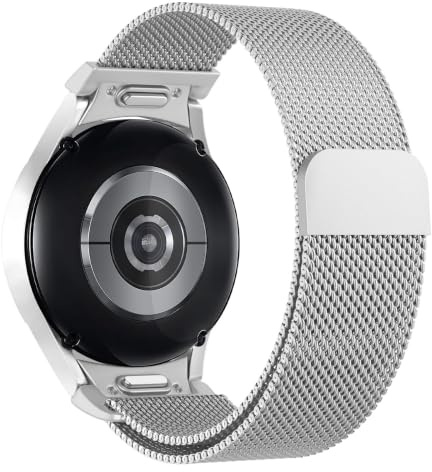 Astorgos Magnet Armband Kompatibel Mit Samsung Galaxy Watch 7 FE 6 5 4 40mm 44mm/Watch 6 4 Classic 43mm 47mm 42mm 46mm/5 Pro 45mm, One Click Milanaise Metall Edelstahl, Silber