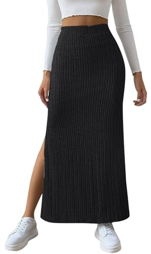KBOPLEMQ Falda Elástica Para Mujer, Elegante, Cintura Alta, de Punto, Cómoda, Cálida, de Invierno, Vestido Largo, Realza la Figura, de Negocios, de Otoño
