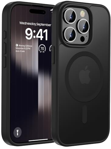ORDA Magnetic Case for iPhone 15 Pro Case Compatible with MagSafe for iphone 15 Pro phone case Translucent Matte Back Slim Shockproof Phone Cover phone case for iphone 15 Pro 6.1-Inch Black
