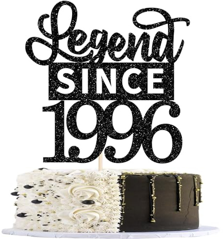 SYKYCTCY 1 Pack Happy 30th Birthday Cake Topper Glitter Legend Since 1996 Cake Pick 30 Fabulous Cake Decorations for Cheers to 30th Birthday Wedding Anniversary Party Supplies
