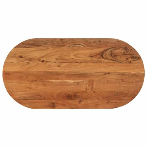 Xichuzi Tischplatte 120x60x2,5 cm Oval Massivholz Akazie, Arbeitsplatte, Waschtischplatte, Bürotischplatte - 370090
