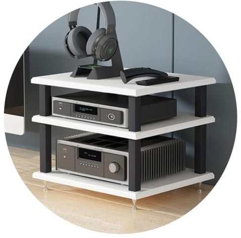 Mehrstöckiger HiFi-Audio-Schrank mit AV-Regal und Plattenspielerständer, Weiß, 40 x 35 x 33 cm
