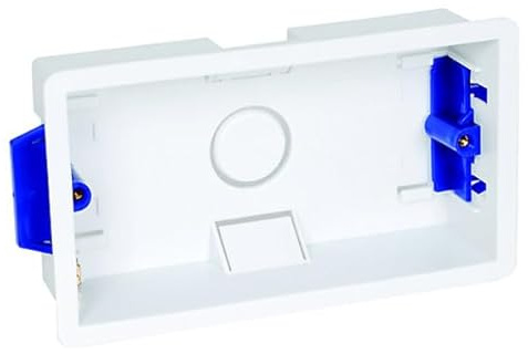 U-Trade Dry Lining Box 35mm - 2 Gang | Double Plasterboard with Adjustable Lugs | Recessed Flush Mount for Electrical Sockets (White). (2 Gang - 35mm - Dry Lining Box)