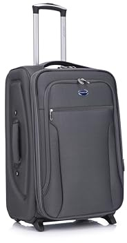 Aerostar Medium 26” Lightweight Softshell Expandable Suitcase, Check in Luggage 2 Corner Wheels with Integrated Combination Lock for 15 to 20kg (Charcoal Grey, 77 litres)