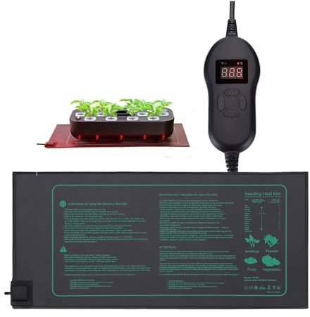 RLVYTA Tappetino riscaldante per piantine Termostato da 30 W IP67 Tappetino riscaldante Impermeabile per Coltivazione idroponica, Acquario, Crescita delle Piante Cuscini riscaldanti per Piante