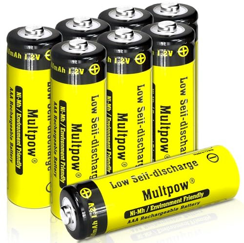 KLGFI Akku AAA 8 Stück, 1100mAh AAA Akkus Wiederaufladbar, NI-MH Aufladbare Batterien AAA, Hohe Kapazität 1.2V Battery, Geringe Selbstentladung Haushaltsbatterien (Gelb)