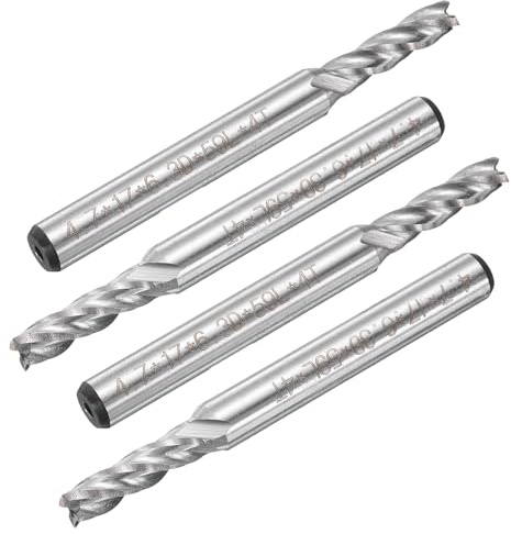 QUARKZMAN 4 Stück Fräser Werkzeug HSS-AL Frässtift für Holz PVC MDF Gravur | 4, 7 mm Schneiddurchmesser 6, 3 mm Gerader Schaft 4 Spiralnuten, CNC Fräser Router Bits Spiralfräser Werkzeug