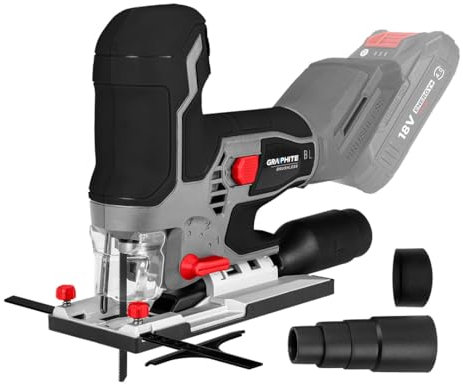 GRAPHITE Seghetto alternativo a batteria da 18 V – Home and Garden – Batterie e caricabatterie non inclusi – Gamma di velocità da 800 a 3800 min-1