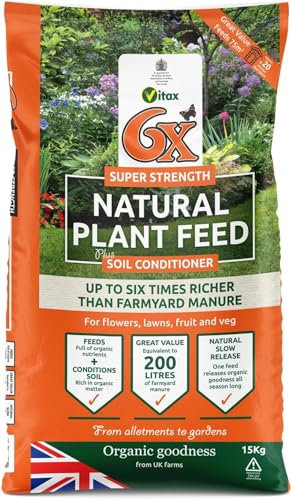 6X Natural Fibrous Fertiliser 15kg | Organic Soil Conditioner for Stronger Roots, Healthier Plants & Improved Soil | Ideal for Vegetables, Flowers, Lawns, Shrubs & All Garden Plants