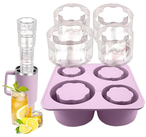 Cubiteras Para Hielo, dellyy Cubitos de Hielo Redonda, Bandeja de Hielo, Para Hacer Cubitos de Hielo Cilíndricos Huecos, Tres Tamaños Diferentes, Moldes para Cubitos de Hielo Seguros y Sanos (Púrpura)