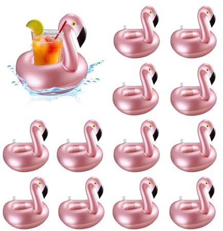 Porte Gobelet Piscine,Lot de 12 Porte-Boissons Piscine Gonflable,Porte Gobelets Gonflables,Flamant Porte-Boissons,Porte Gobelet Gonflable Piscine pour Beach Party Hawaii Summer Pool Party (B)