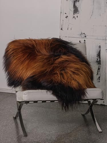 Northsheep Isländisches Schaffell Rusty – Echtfell ca. 120–130 cm – Langhaar Naturfell in Rostbraun – Kuscheliges Lammfell für Sofa, Stuhl & Boden – Unikat aus Island