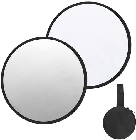 PATIKIL 12/30cm Reflector Photography, 2Pcs 2 in 1 Collapsible Light Reflector with Bag Multi-Disc Light Diffuser for Studio Outdoor, Silver/White