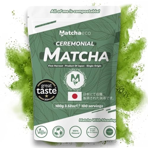 Matchaeco Smooth Japanese Matcha Green Tea Powder 100g – Ceremonial Grade Stone-Ground Matcha, Non-Bitter Daily Energy Tea, Eco-Friendly Refill Pouch, Vegan