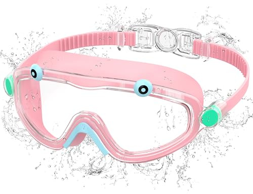Ambiende dykglasögon för barn, imfria med UV-skydd, ett klicksystem och silikontätning – HD simglasögon barn för 3–10 år unisex, rosa