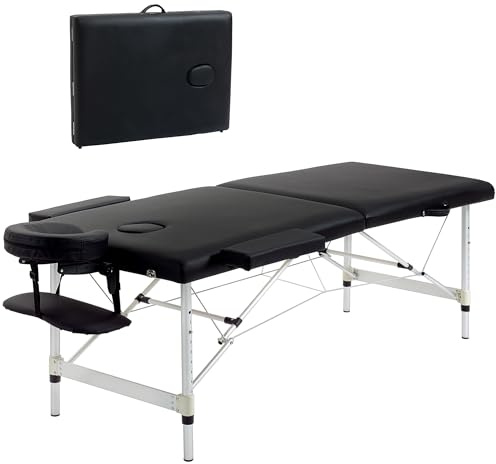 HOMCOM Massageliege 2 Zonen Massagebank Massagetisch 90cm Breit Schwarz