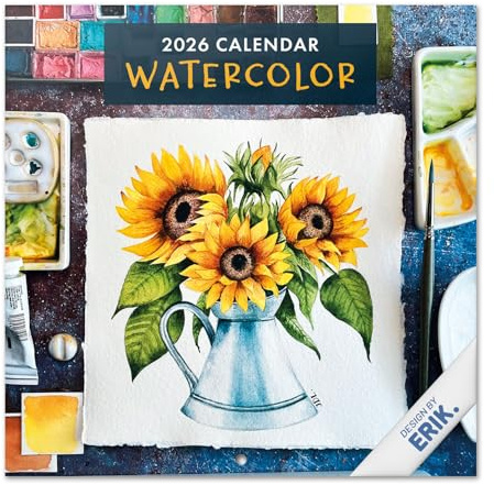 Grupo Erik Kalender 2026 Wandkalender Aquarell Kalender 2026 Familienplaner 30 x 30 cm 12 Monate + Letzten 4 Monate 2025 auf einer Seite - Offizieller Fanartikel Merch