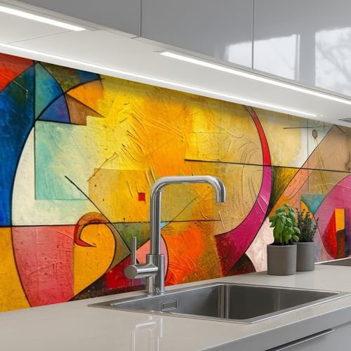 KitchenYeah© Credence Adhesive Pour Cuisine 80x300 cm Panneau Mural Adhesif Fond De Hotte Plaque Pvc Murale Peel And Stick Protege Mur Art - Abstrait - Moderne